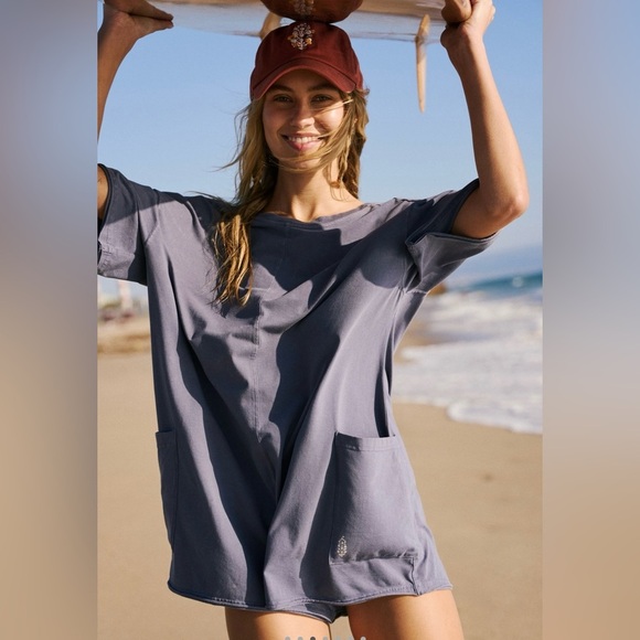 NWOT FP Movement Hot Shot Tee S Blue Indigo - Picture 2 of 10